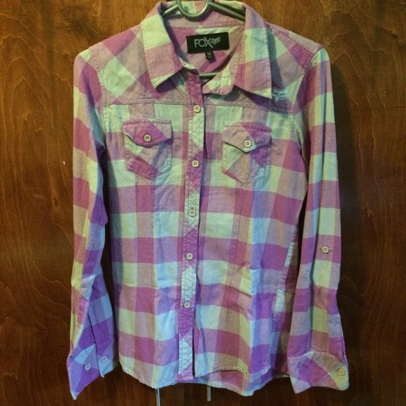 FOX medium gray and pink button up