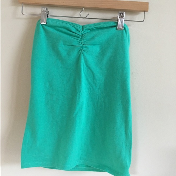 Teal Tube Top with Ruched Neckline