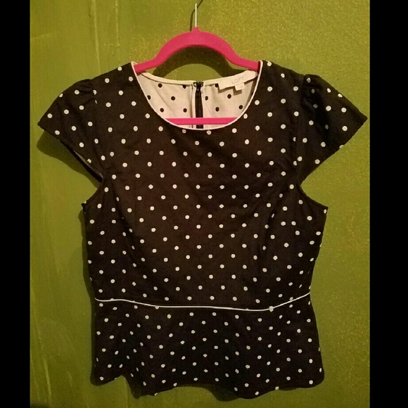 Loft Polka Dot Peplum style top