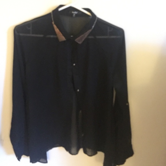 Sheer black button down