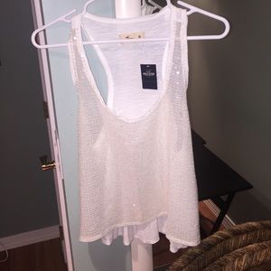 hollister white sequin tank