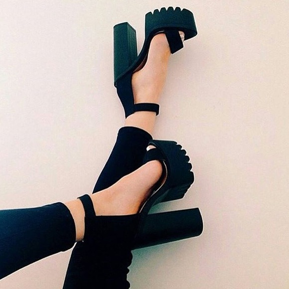 Jeffrey Campbell Shoes - Black Cleated Sole Platform Heel