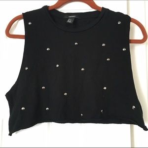 Black studded crop top