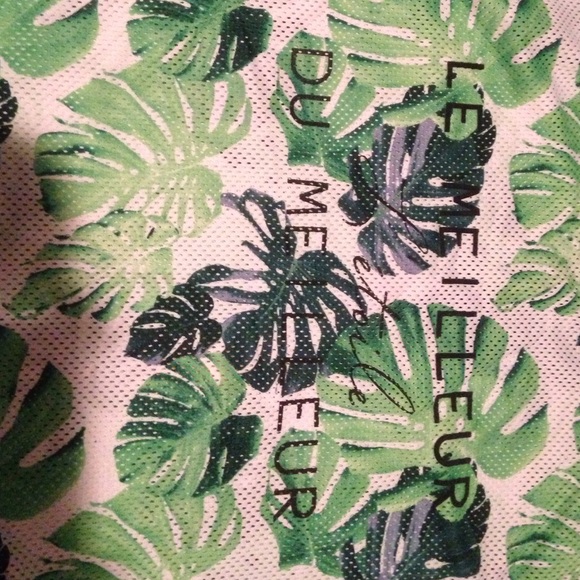 short sleeve tropical print sheer shirt - Picture 2 of 4