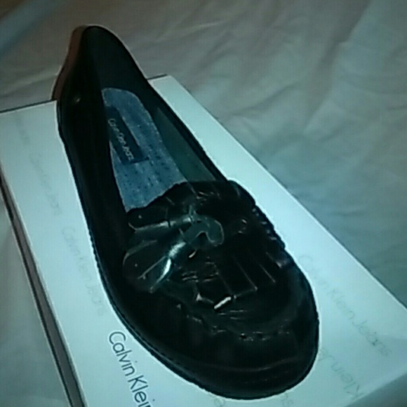 Calvin klein melody black leather moccasins