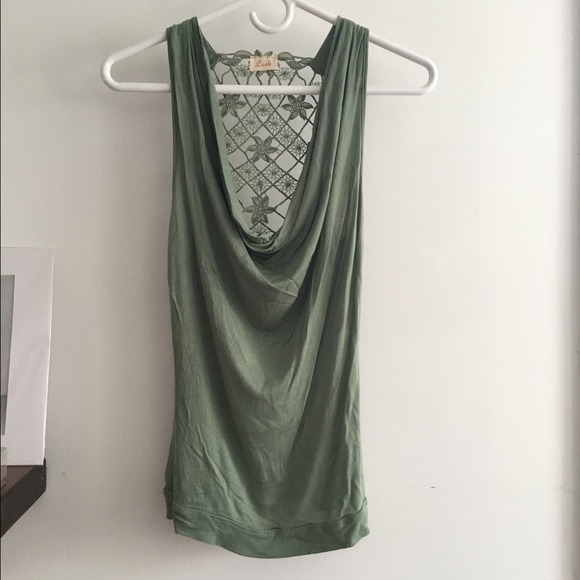 Lush crochet back cowl neck top
