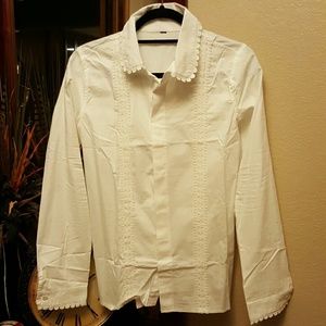 White Buttondown with Lace Detail