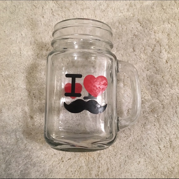 2 I love mustaches mason jars