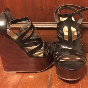 Black Strappy Wedges