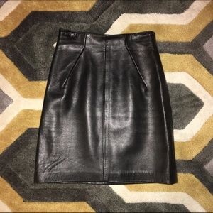 Michael Hoban leather high-waisted mini skirt