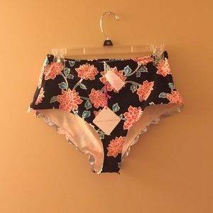 Floral High Waisted Swim Bottoms