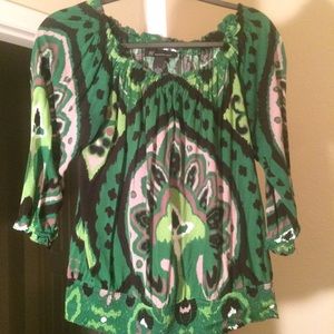 Green peacock 3/4 Sleeve blouse