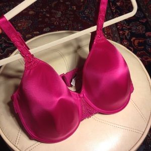Hot pink bra!