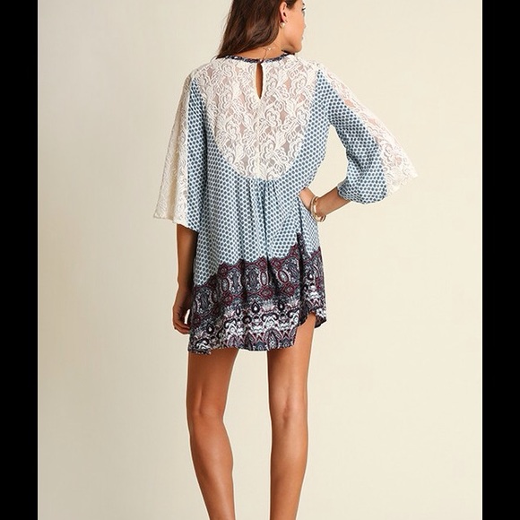 Last ones Lace Sleeve Boho Tunic Dress Shirtdress - Picture 2 of 3
