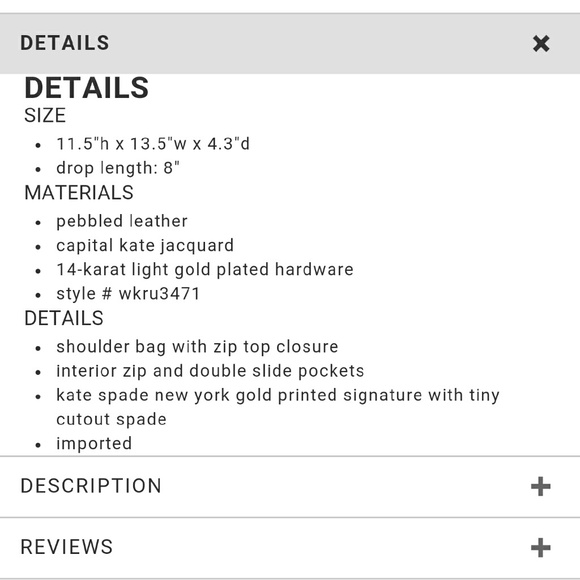 ** SOLD**NWT. AUTH KATE SPADE PINE STREET FINELY - Picture 4 of 4