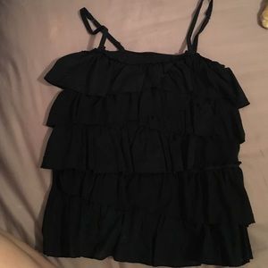 Navy blue ruffle tank top