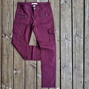 NO BOUNDARIES Burgundy Moto Jeans Sz 9