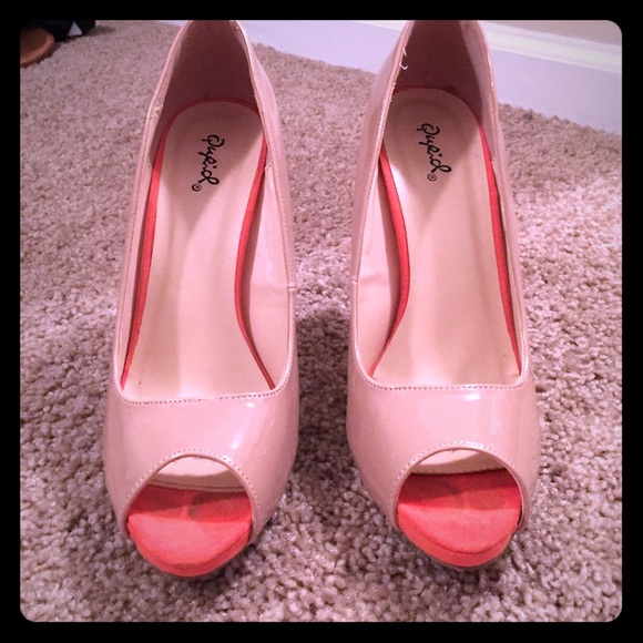Nude and peach stilettos