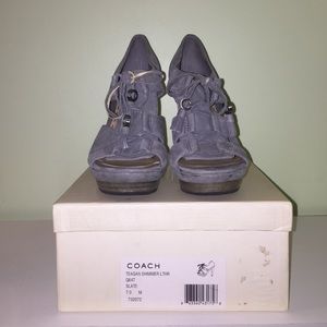 Coach Grey Suede Heels with Box