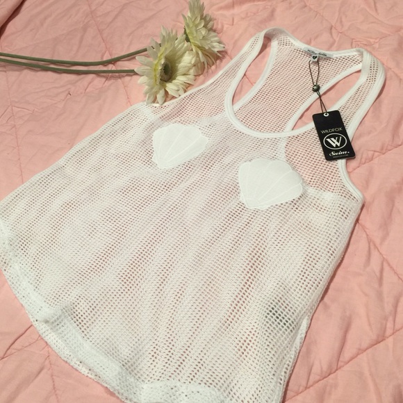 Wildfox Racerback Seashell Mesh Tank