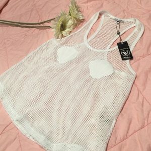 Wildfox Racerback Seashell Mesh Tank