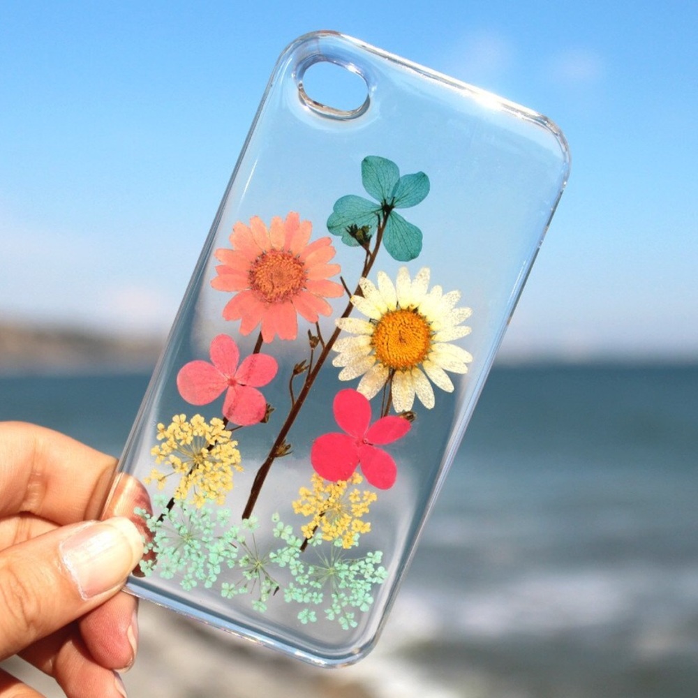 Handmade pressed dried flower phone case