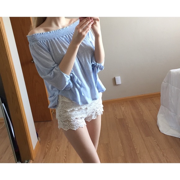 SALE • Baby Blue Off Shoulder Top ( last one ) - Picture 3 of 4