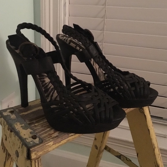 Woven Platform Sling Back Heels - Picture 2 of 3