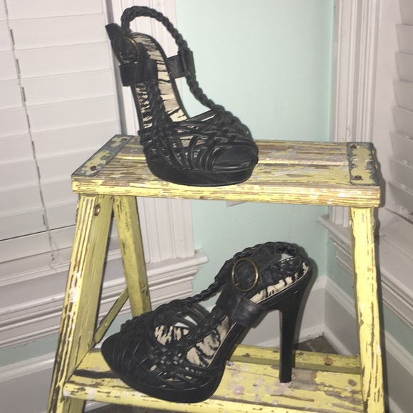 Woven Platform Sling Back Heels - Picture 3 of 3