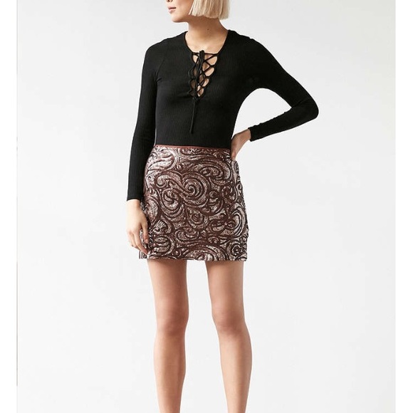 Swirling sequins mini skirt Silence + Noise
