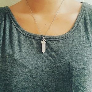 Rose quartz silver chain