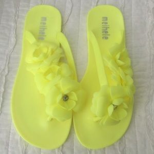 Michele neon yellow flowered sandal NEW