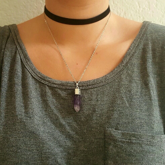 Amethyst silver chain necklace