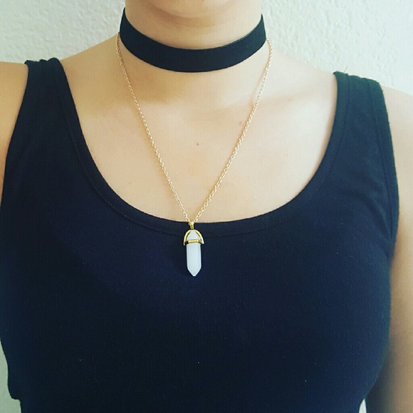 White jade gold chain necklace