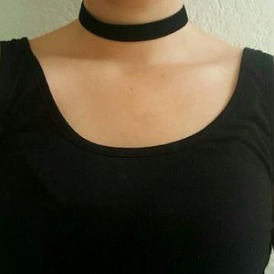 Black thick velvet choker