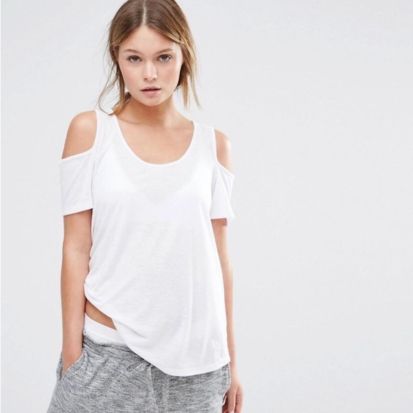 LAST ONE! Cold Shoulder Top in White