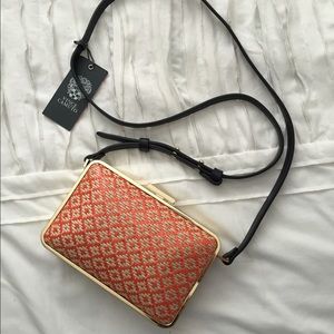 Vince Camuto straw orange/ gold cross body bag