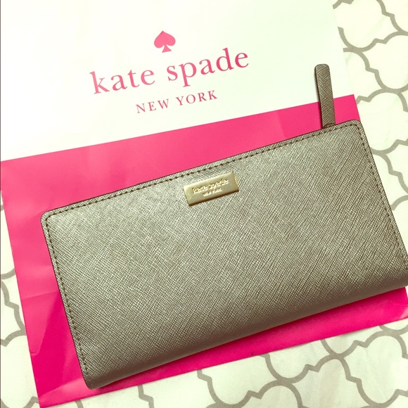 Kate spade silver leather wallet NWT