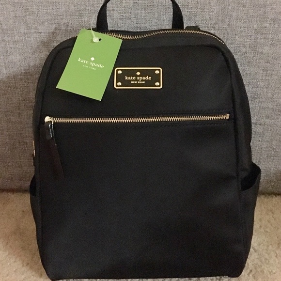 New Kate Spade Black Nylon Backpack