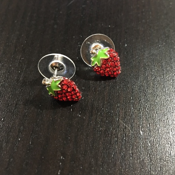 Silver strawberry stud earrings