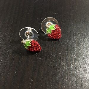 Silver strawberry stud earrings