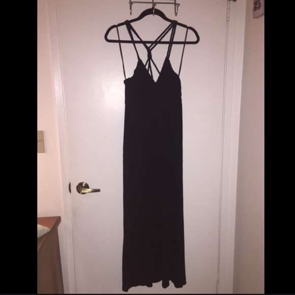 Black maxi summer dress, with braided detail.