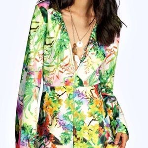 Tropical low cut romper