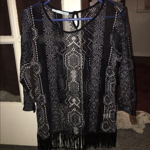 Fringe tunic top
