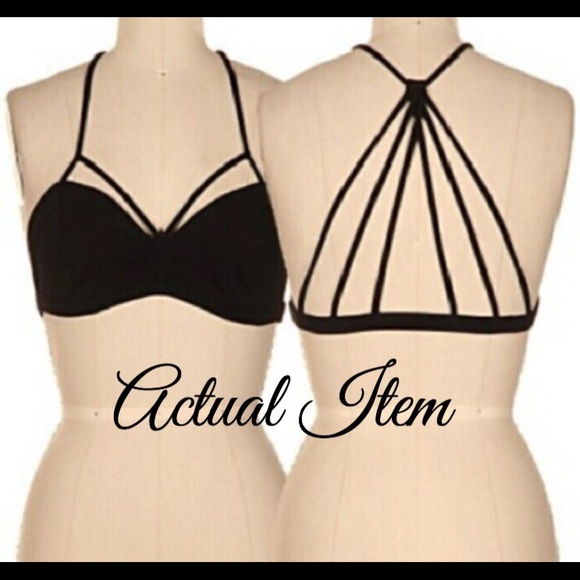 Black Strappy Bralette - Picture 2 of 3