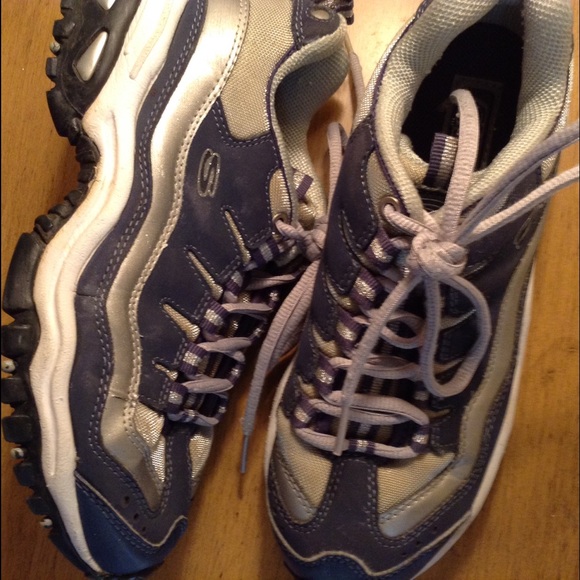 Blue and Silver Skechers Sneakers