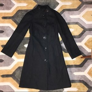 Armani Exchange black wool coat lined with silk
