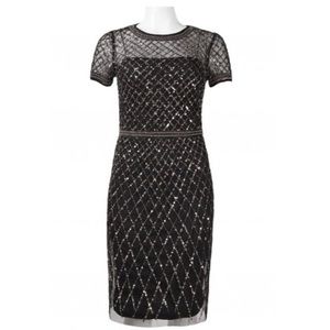 Adrianna Papell Short Sleeve Sequinen Dress