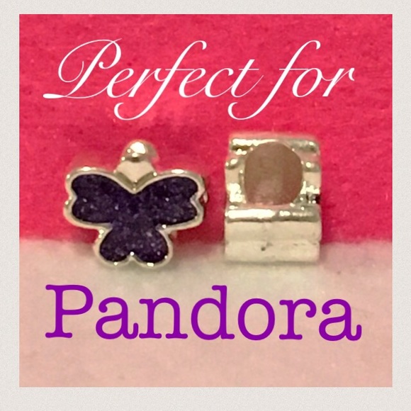 🆕 White Gold & Purple Glitter European Charm Bead