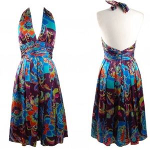 Adrianna Papell Halter Neck Multi Print Dress